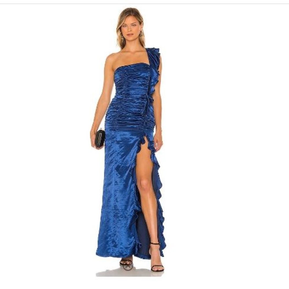 MAJORELLE Strapless Blue Dress